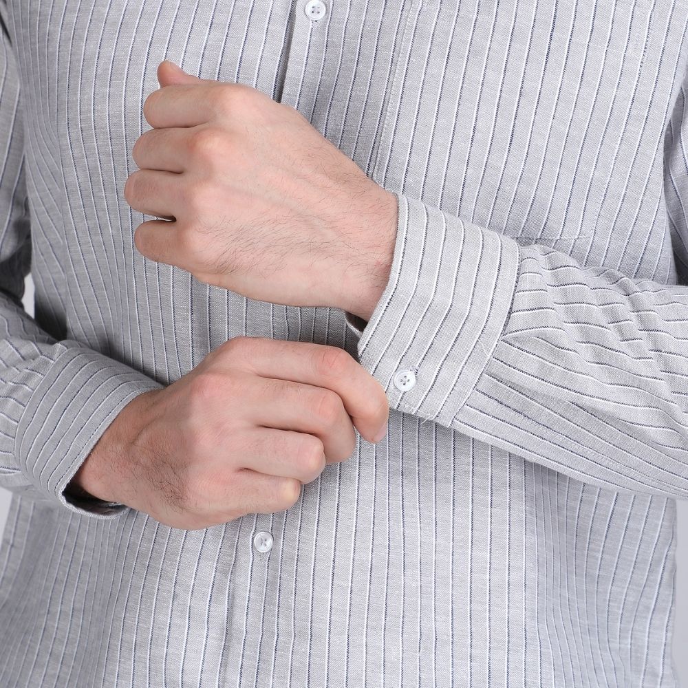 Young & Formal by Cambridge  Striped Formal Shirt – Slim Fit, Long Sleeves | Travel-Ready Office Wear for Professionals on the Move | YF00013SF