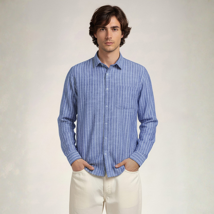 YOUNG & FORMALS by CAMBRIDGE Men's Slim Fit Striped Formal Shirt | Long Sleeve & Spread Collar | Standard Length | Premium Office Wear | Comfortable & Stylish Shirt for Men (YF00018SF)