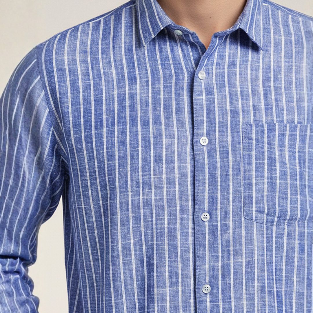 YOUNG & FORMALS by CAMBRIDGE Men's Slim Fit Striped Formal Shirt | Long Sleeve & Spread Collar | Standard Length | Premium Office Wear | Comfortable & Stylish Shirt for Men (YF00018SF)