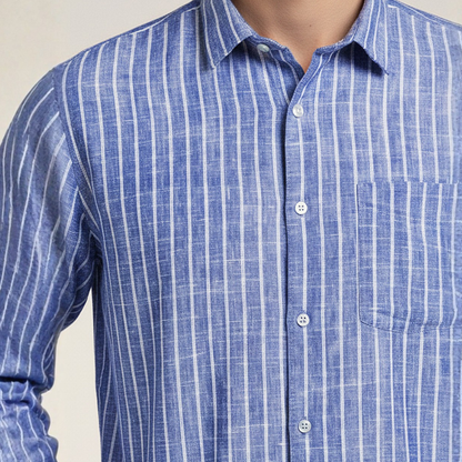 YOUNG & FORMALS by CAMBRIDGE Men's Slim Fit Striped Formal Shirt | Long Sleeve & Spread Collar | Standard Length | Premium Office Wear | Comfortable & Stylish Shirt for Men (YF00018SF)