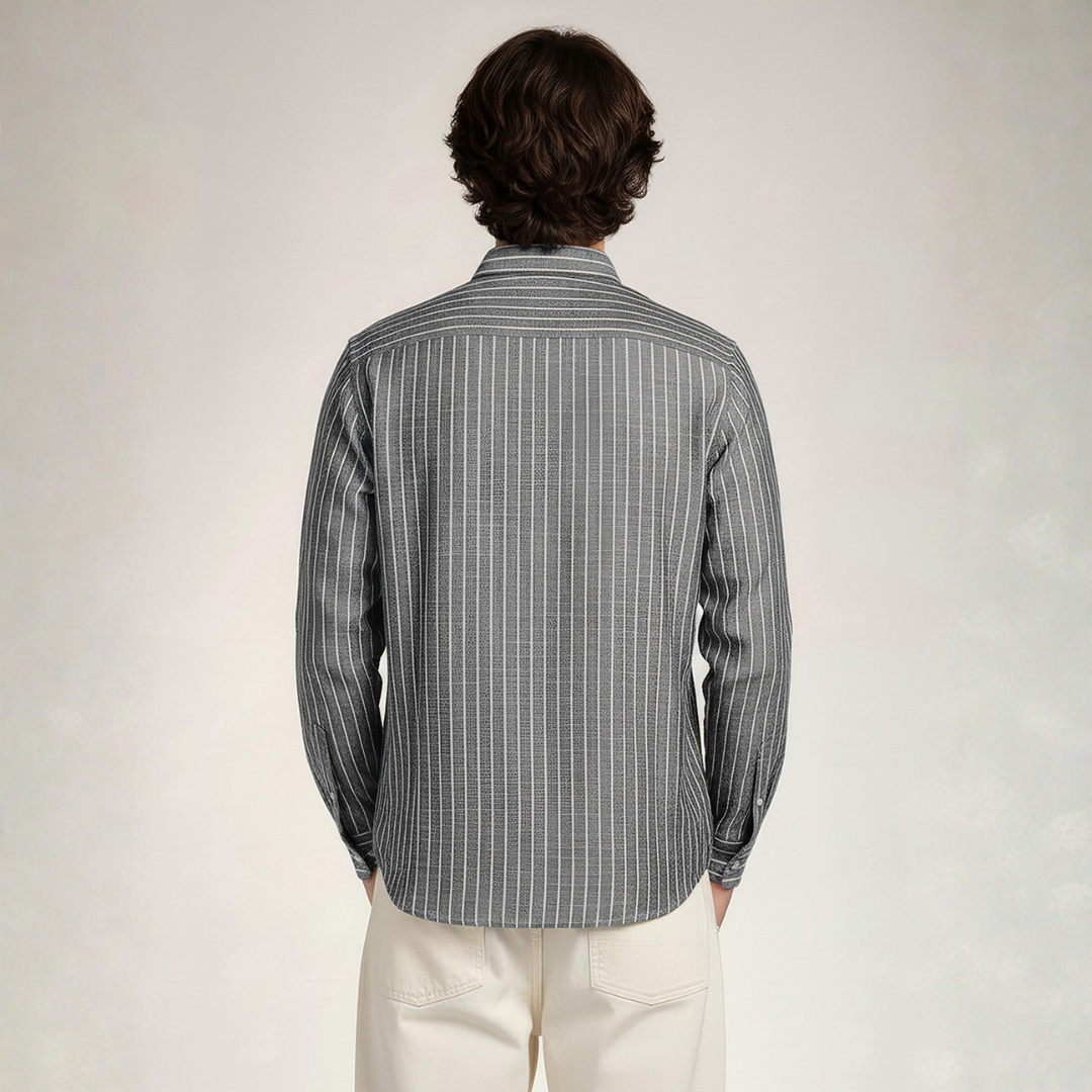 YOUNG & FORMALS by CAMBRIDGE Men's Slim Fit Striped Formal Shirt | Long Sleeve & Spread Collar | Standard Length | Premium Office Wear | Comfortable & Stylish Shirt for Men (YF00018SF)