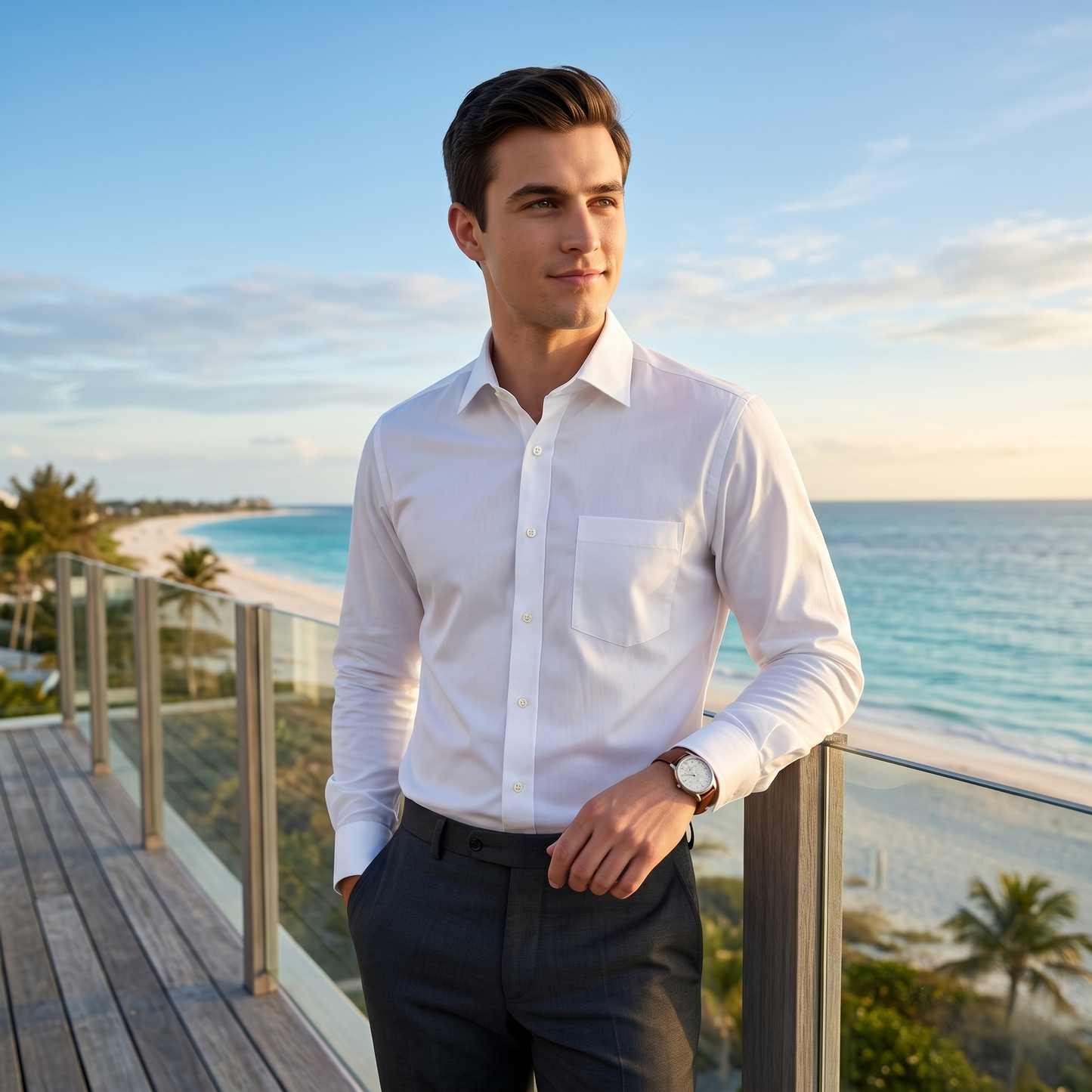 Cambridge Men's Luxury Cotton White Formal Shirt (2X2)