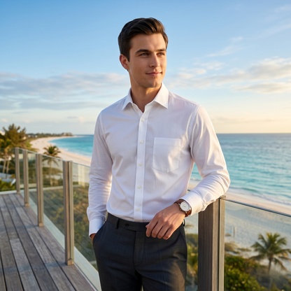 Cambridge Men's Luxury Cotton White Formal Shirt (2X2)