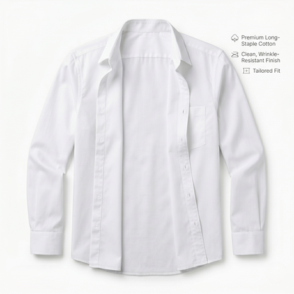 Cambridge Men's Luxury Cotton White Formal Shirt (2X2)