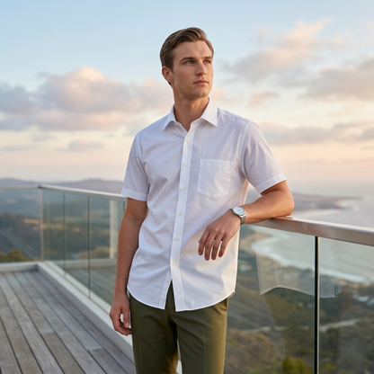 Cambridge Men's Luxury Cotton White Formal Shirt (2X2H)