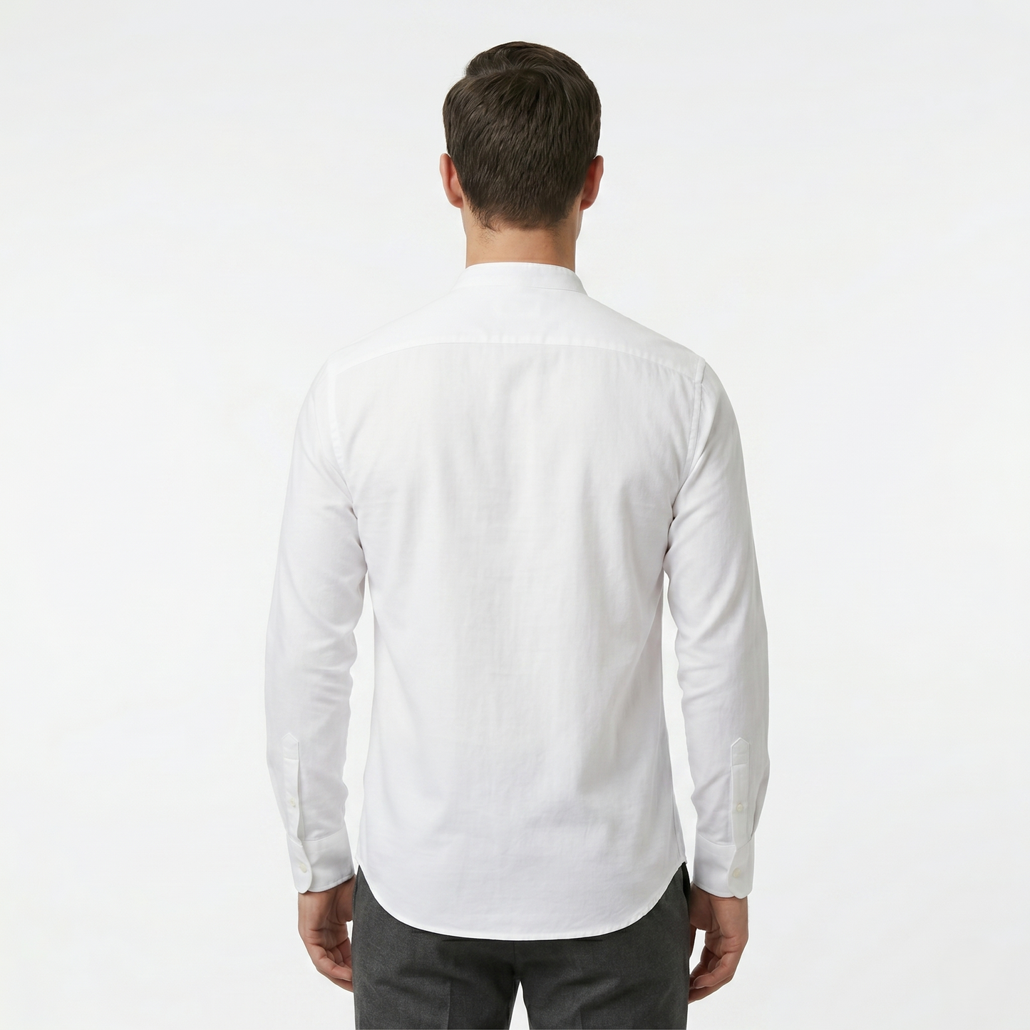 Men's Premium Cotton White Chinese Collar Full Sleeves Slim Fit Shirt (2X2 CHNSF)