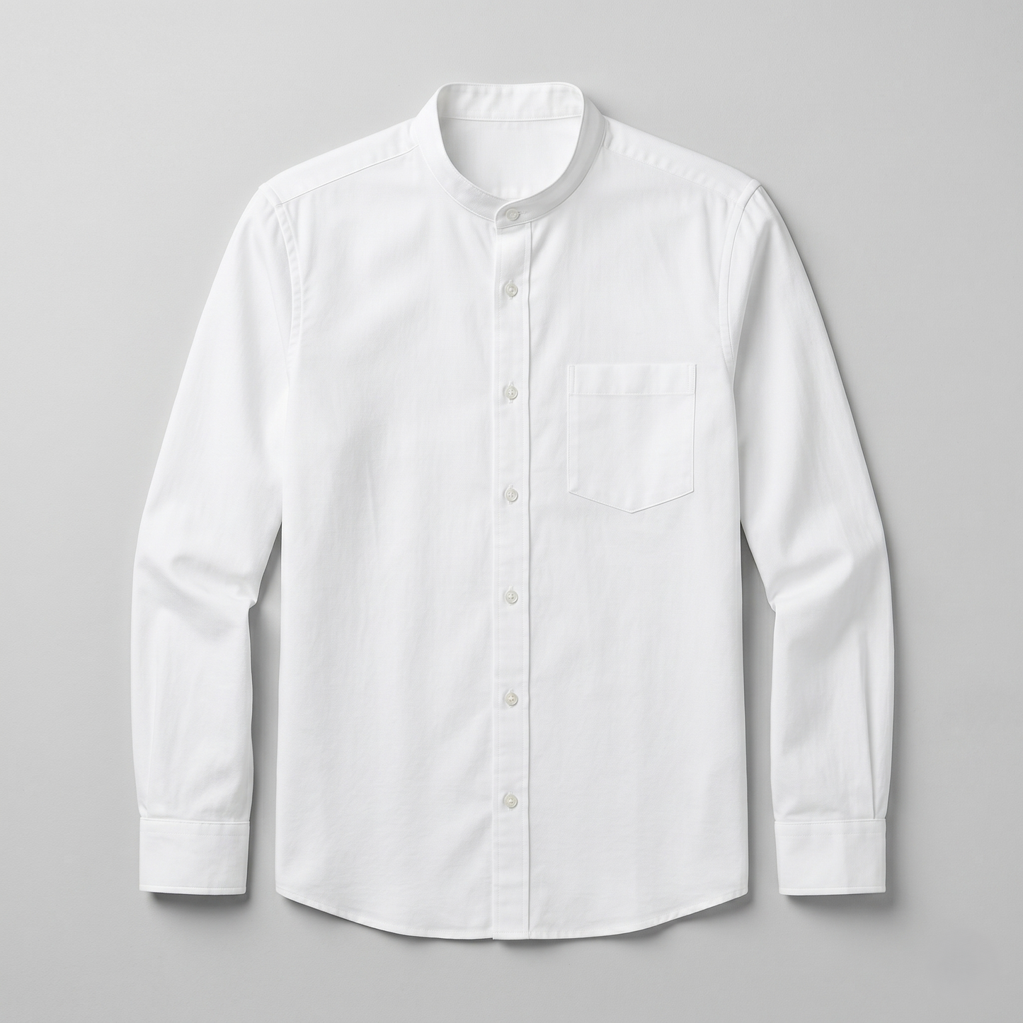 Men's Premium Cotton White Chinese Collar Full Sleeves Slim Fit Shirt (2X2 CHNSF)