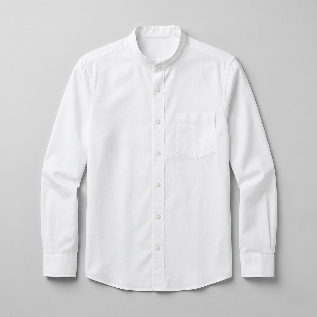 Men's Premium Cotton White Chinese Collar Full Sleeves Slim Fit Shirt (2X2 CHNSF)