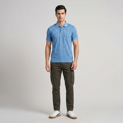 Men's Premium Patterned & Striped Pocket Polo Shirt