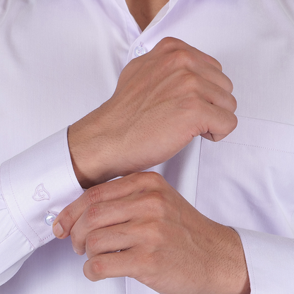 YOUNG & FORMALS by CAMBRIDGE Men's Slim Fit Formal Shirt | Full Sleeves, Spread Collar with Hanging Piping | Solid Chambray | Classic Business & Office Wear (YF00004SF)