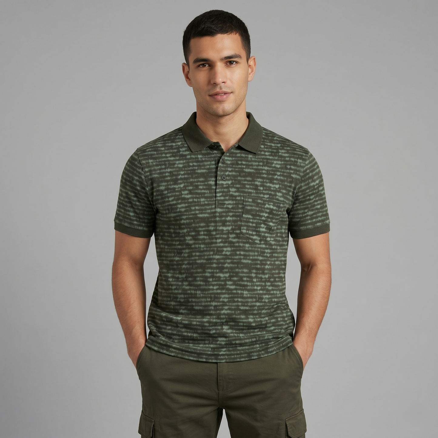 Men's Premium Patterned & Striped Pocket Polo Shirt