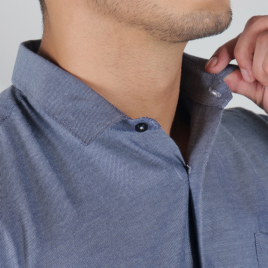 YOUNG & FORMALS by CAMBRIDGE Men's Slim Fit Solid Formal Shirt | Full Sleeves, Structure Pattern | Premium Polyester Cotton Blend | Classic Business & Office Wear (YF00009SF)