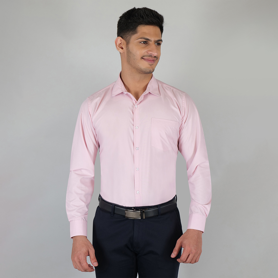 YOUNG & FORMALS by CAMBRIDGE Men's Slim Fit Solid Formal Shirt | Full Sleeves, Spread Collar | Premium Polyester Cotton Blend | Classic Business & Office Wear (YF00008SF)