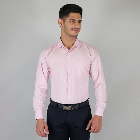 YOUNG & FORMALS by CAMBRIDGE Men's Slim Fit Solid Formal Shirt | Full Sleeves, Spread Collar | Premium Polyester Cotton Blend | Classic Business & Office Wear (YF00008SF)