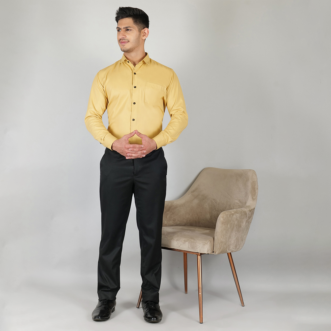 YOUNG & FORMALS by CAMBRIDGE Men's Slim Fit Formal Shirt | Solid Pattern | Full Sleeves | Spread Collar | Classic Business & Formal Wear for Office & Events (YF00002SF)