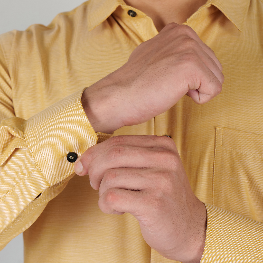 YOUNG & FORMALS by CAMBRIDGE Men's Slim Fit Solid Formal Shirt | Full Sleeves, Structure Pattern | Premium Polyester Cotton Blend | Classic Business & Office Wear (YF00009SF)