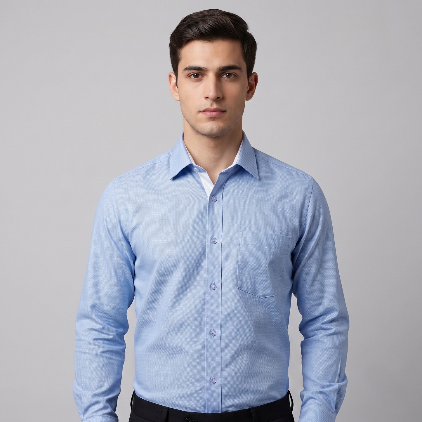 Cambridge Men's Premium Modern Oxford Textured Full Sleeves Formal Shirt (Essen24)