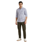 YOUNG & FORMALS by CAMBRIDGE Men's Slim Fit Striped Formal Shirt | Full Sleeves | Spread Collar with Hanging Twin Tape | Premium Office & Business Wear (YF00014SF)