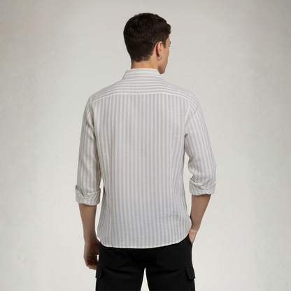 YOUNG & FORMALS by CAMBRIDGE Men's Slim Fit Striped Formal Shirt | Long Sleeve & Spread Collar | Standard Length | Premium Office Wear | Comfortable & Stylish Shirt for Men (YF00016SF)