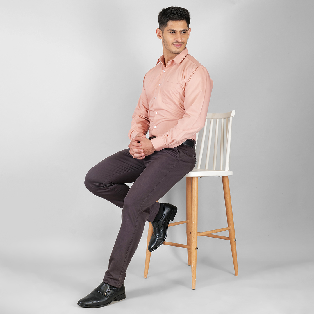 YOUNG & FORMALS by CAMBRIDGE Men's Slim Fit Solid Formal Shirt | Full Sleeves, Spread Collar | Premium Polyester Cotton Blend | Classic Business & Office Wear (YF00008SF)