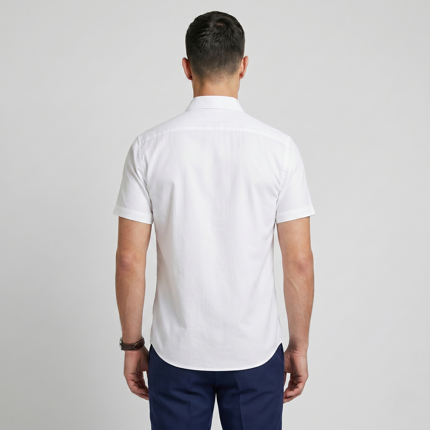 Men's Premium White Cotton-Rich Half Sleeves Formal Shirt (2X1H)