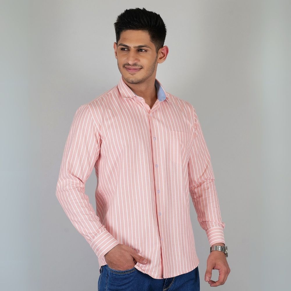 Young & Formal by Cambridge  Striped Formal Shirt – Slim Fit, Full Sleeve | Perfect for Weekday Office & Team Meetings | YF00005SF
