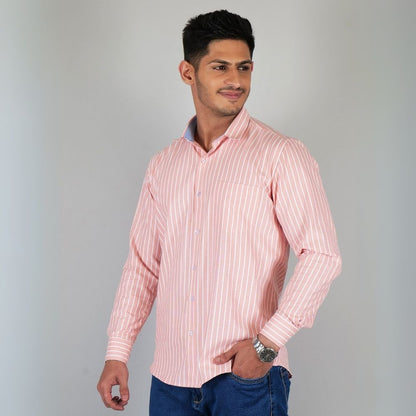 Young & Formal by Cambridge  Striped Formal Shirt – Slim Fit, Full Sleeve | Perfect for Weekday Office & Team Meetings | YF00005SF