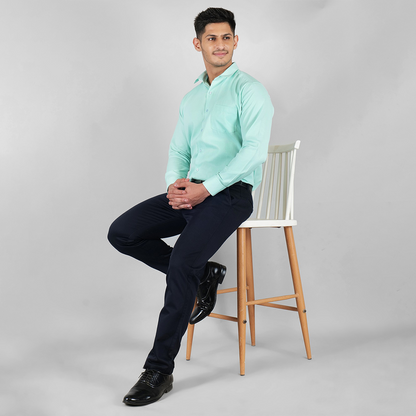 YOUNG & FORMALS by CAMBRIDGE Men's Solid Formal Shirt | Slim Fit, Full Sleeves | Structure Pattern | Classic Business & Office Wear (YF00003SF)