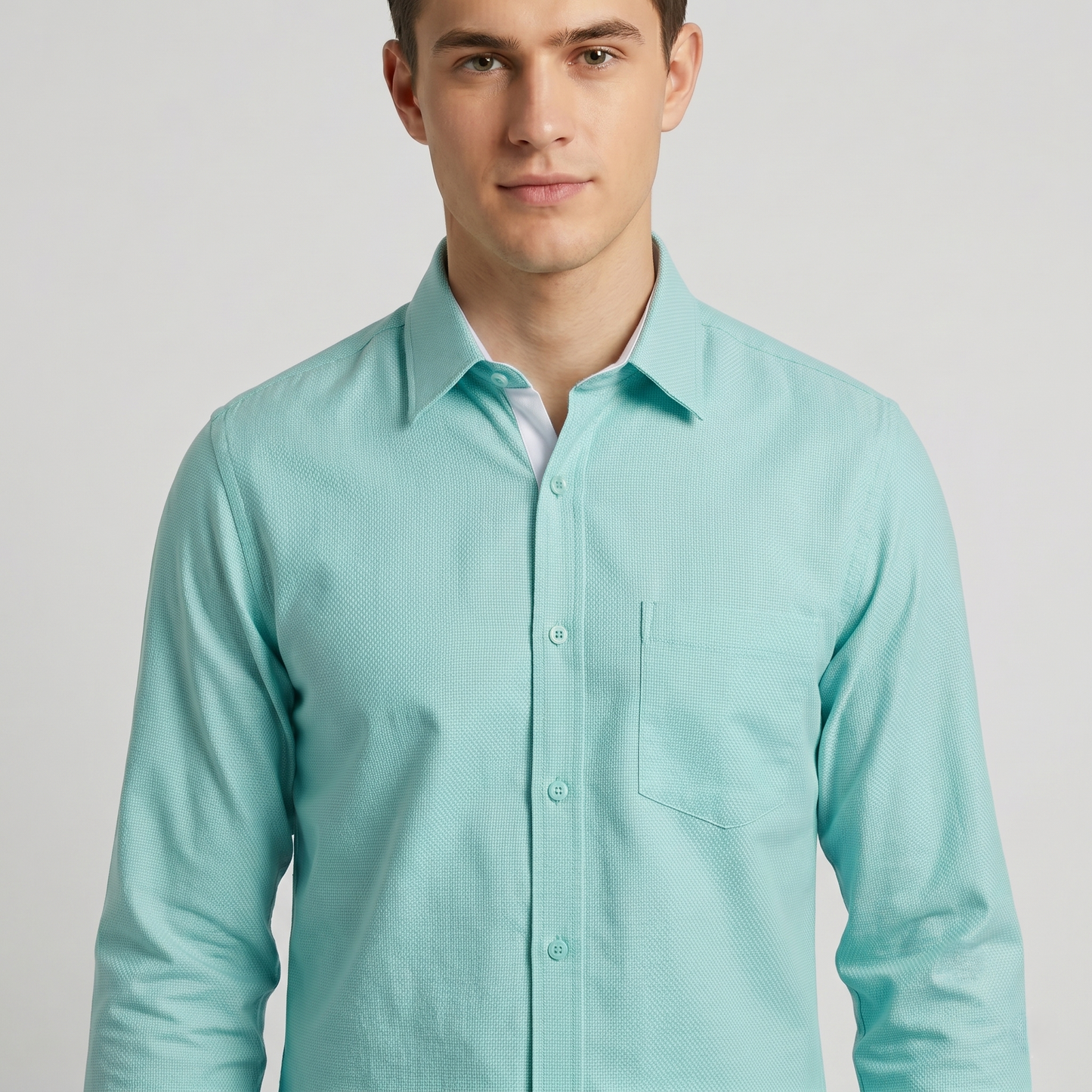 Cambridge Men's Premium Modern Oxford Textured Full Sleeves Formal Shirt (Essen24)