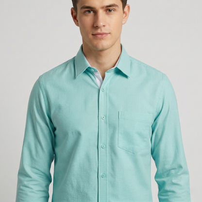 Cambridge Men's Premium Modern Oxford Textured Full Sleeves Formal Shirt (Essen24)