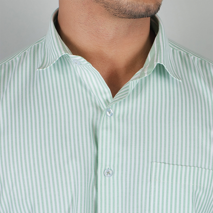 YOUNG & FORMALS by CAMBRIDGE Men's Slim Fit Striped Formal Shirt | Full Sleeves | Spread Collar with Hanging Twin Tape | Premium Office & Business Wear (YF00006SF)