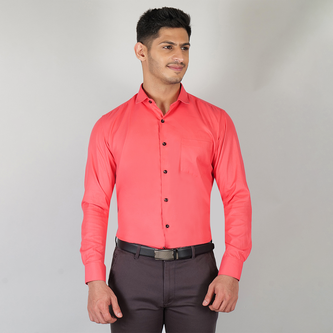 YOUNG & FORMALS by CAMBRIDGE Men's Slim Fit Formal Shirt | Solid Pattern | Full Sleeves | Spread Collar | Classic Business & Formal Wear for Office & Events (YF00002SF)