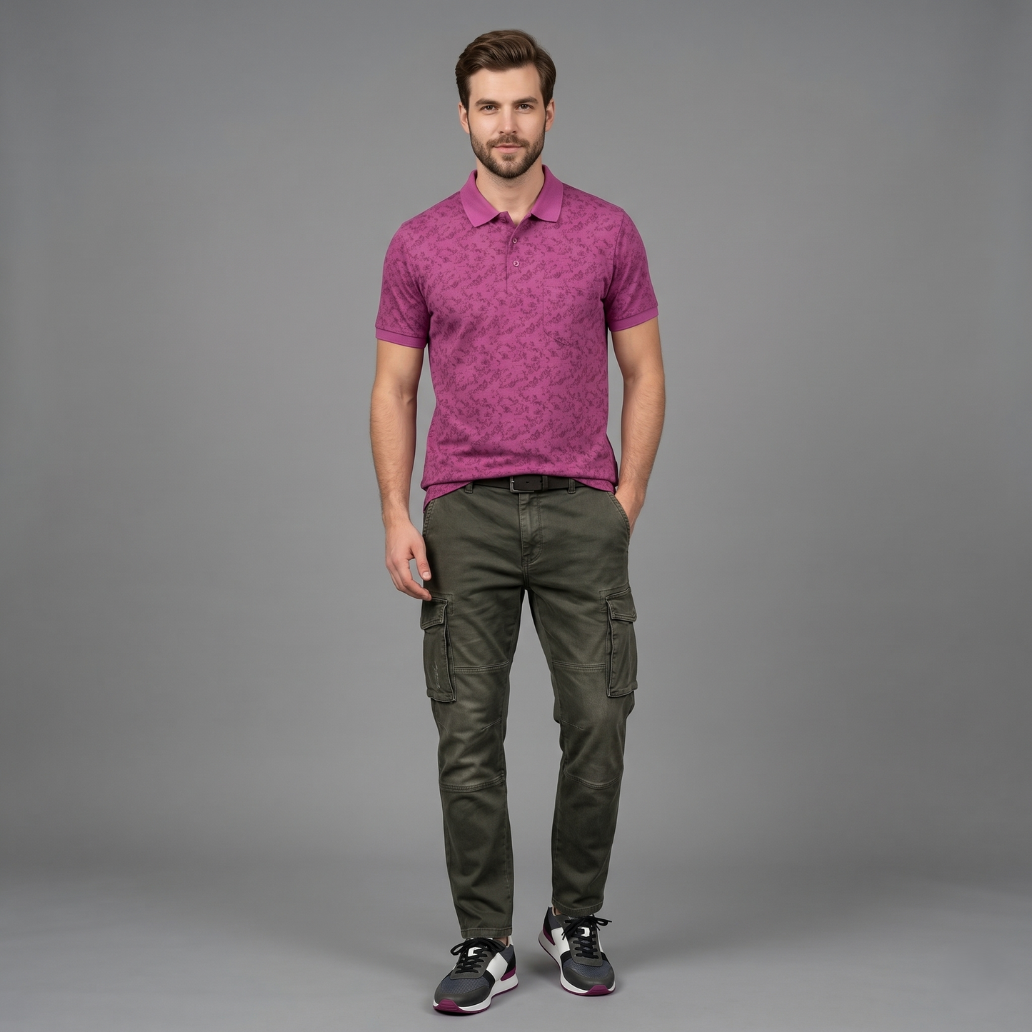 Men's Premium Patterned & Striped Pocket Polo Shirt
