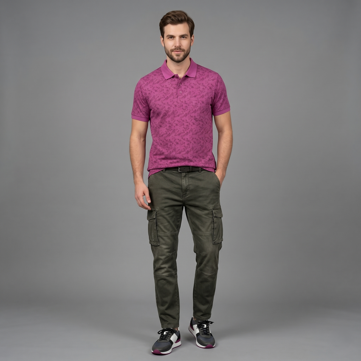 Men's Premium Patterned & Striped Pocket Polo Shirt