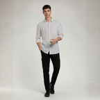 YOUNG & FORMALS by CAMBRIDGE Men's Slim Fit Striped Formal Shirt | Long Sleeve & Spread Collar | Standard Length | Premium Office Wear | Comfortable & Stylish Shirt for Men (YF00016SF)