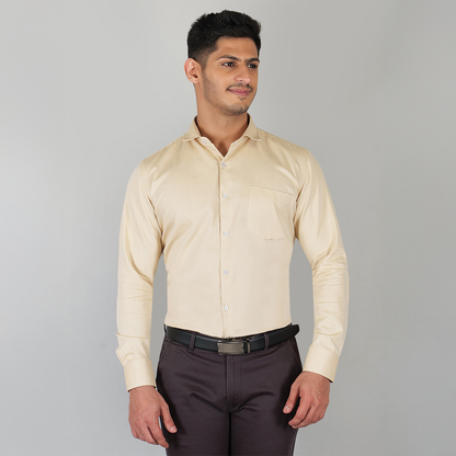 YOUNG & FORMALS by CAMBRIDGE Men's Slim Fit Formal Shirt | Full Sleeves, Spread Collar with Hanging Piping | Solid Chambray | Classic Business & Office Wear (YF00007SF)