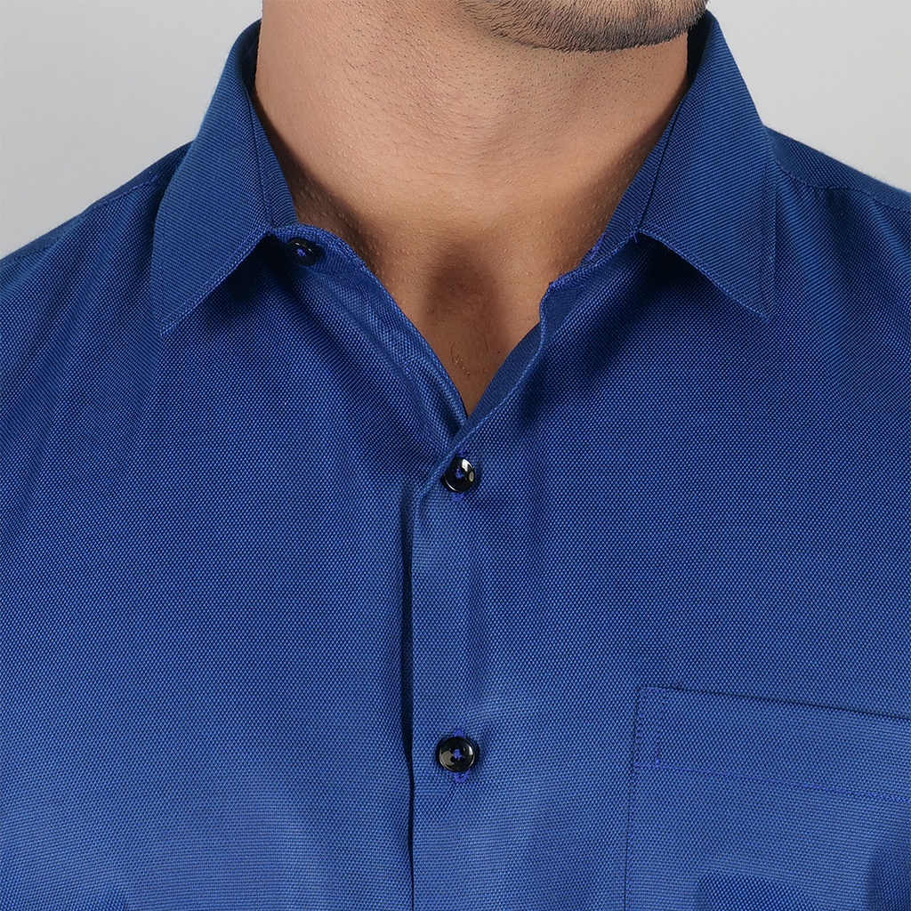 YOUNG & FORMALS by CAMBRIDGE Men's Slim Fit Solid Formal Shirt | Full Sleeves, Structure Pattern | Premium Polyester Cotton Blend | Classic Business & Office Wear (YF00009SF)