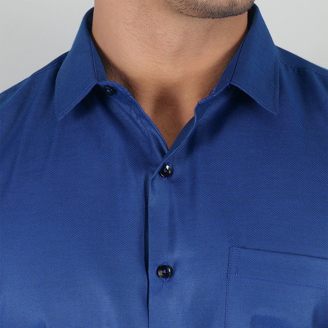 YOUNG & FORMALS by CAMBRIDGE Men's Slim Fit Solid Formal Shirt | Full Sleeves, Structure Pattern | Premium Polyester Cotton Blend | Classic Business & Office Wear (YF00009SF)