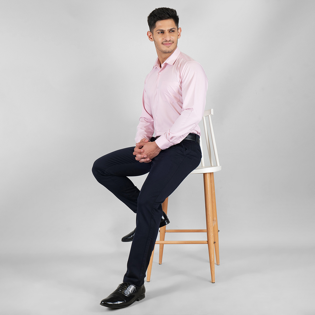 YOUNG & FORMALS by CAMBRIDGE Men's Slim Fit Solid Formal Shirt | Full Sleeves, Spread Collar | Premium Polyester Cotton Blend | Classic Business & Office Wear (YF00008SF)