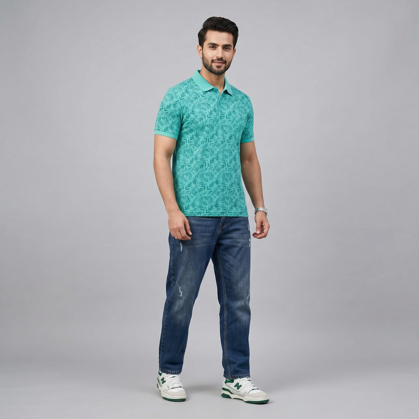 Men's Premium Patterned & Striped Pocket Polo Shirt