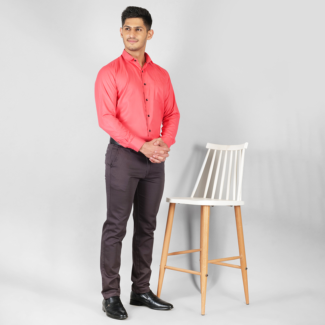 YOUNG & FORMALS by CAMBRIDGE Men's Slim Fit Formal Shirt | Solid Pattern | Full Sleeves | Spread Collar | Classic Business & Formal Wear for Office & Events (YF00002SF)