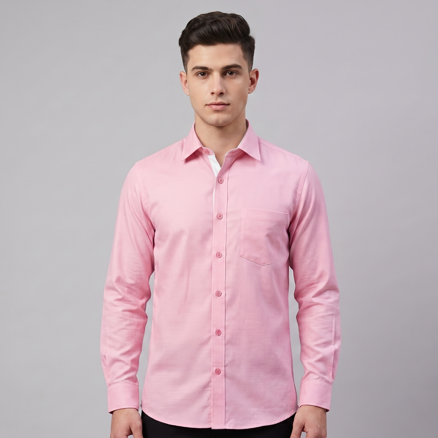 Cambridge Men's Premium Modern Oxford Textured Full Sleeves Formal Shirt (Essen24)