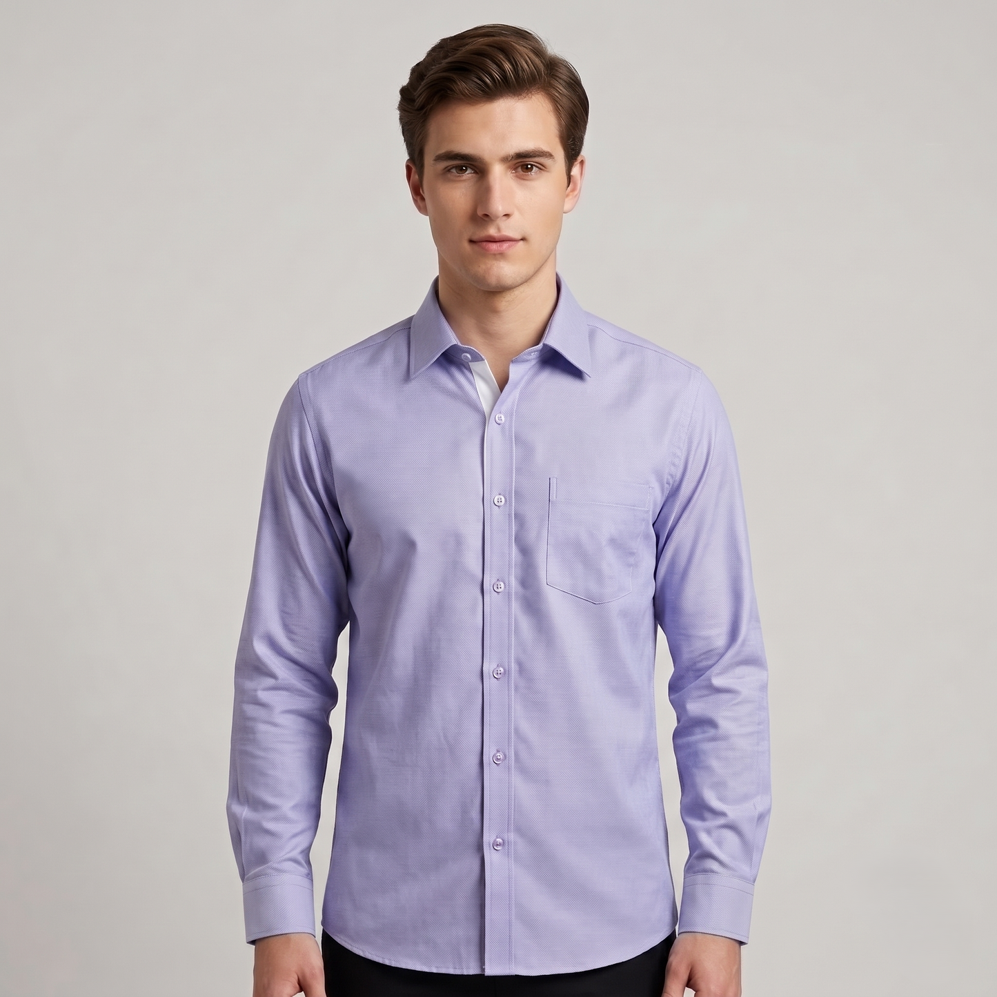 Cambridge Men's Premium Modern Oxford Textured Full Sleeves Formal Shirt (Essen24)
