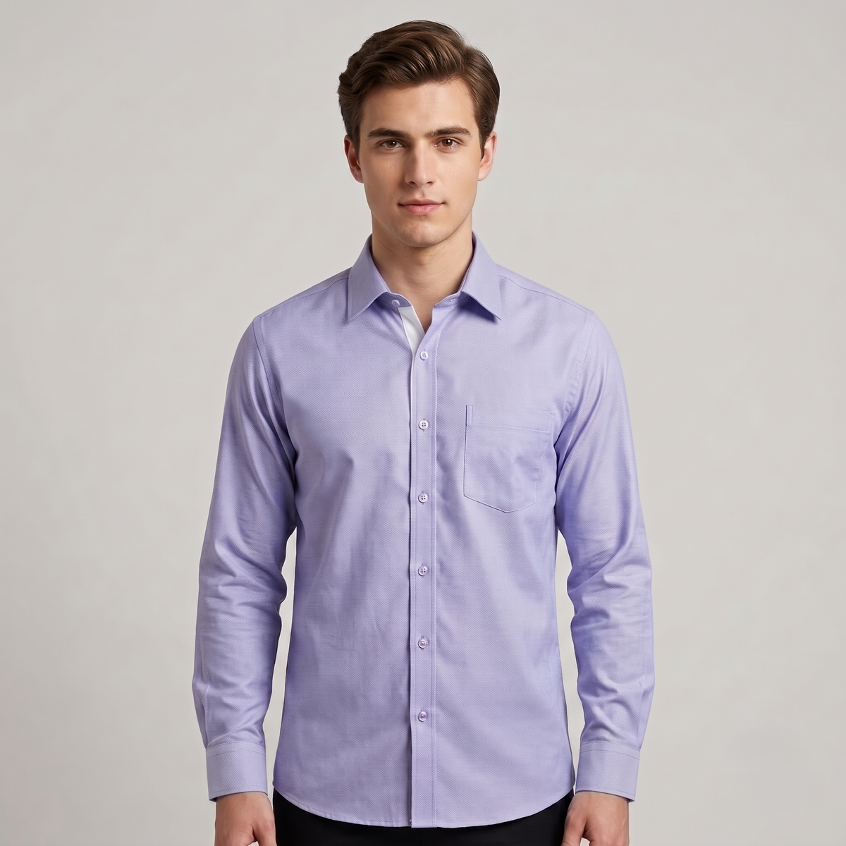 Cambridge Men's Premium Modern Oxford Textured Full Sleeves Formal Shirt (Essen24)