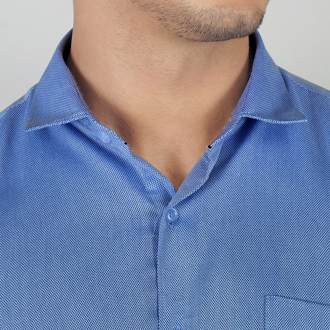 YOUNG & FORMALS by CAMBRIDGE Men's Slim Fit Solid Formal Shirt | Full Sleeves, Structure Pattern | Premium Polyester Cotton Blend | Classic Business & Office Wear (YF00009SF)