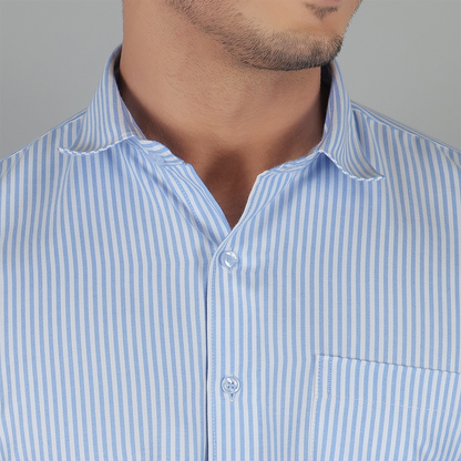 YOUNG & FORMALS by CAMBRIDGE Men's Slim Fit Striped Formal Shirt | Full Sleeves | Spread Collar with Hanging Twin Tape | Premium Office & Business Wear (YF00006SF)