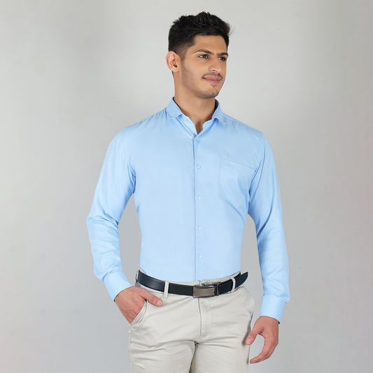 YOUNG & FORMALS by CAMBRIDGE Men's Solid Formal Shirt | Slim Fit, Full Sleeves | Structure Pattern | Classic Business & Office Wear (YF00003SF)