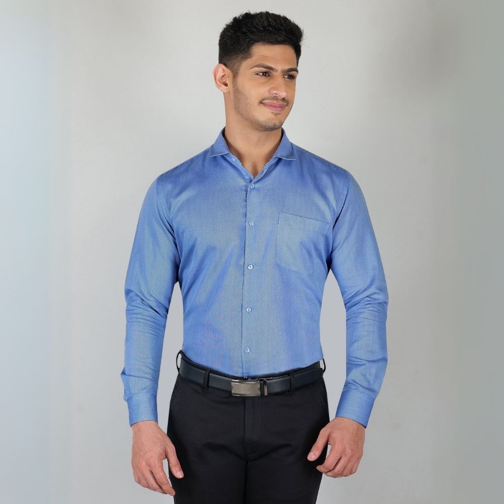 Young & Formal by Cambridge  Structured Formal Shirt – Slim Fit, Full Sleeve | Premium Texture for Daily Corporate Style | YF00009SF