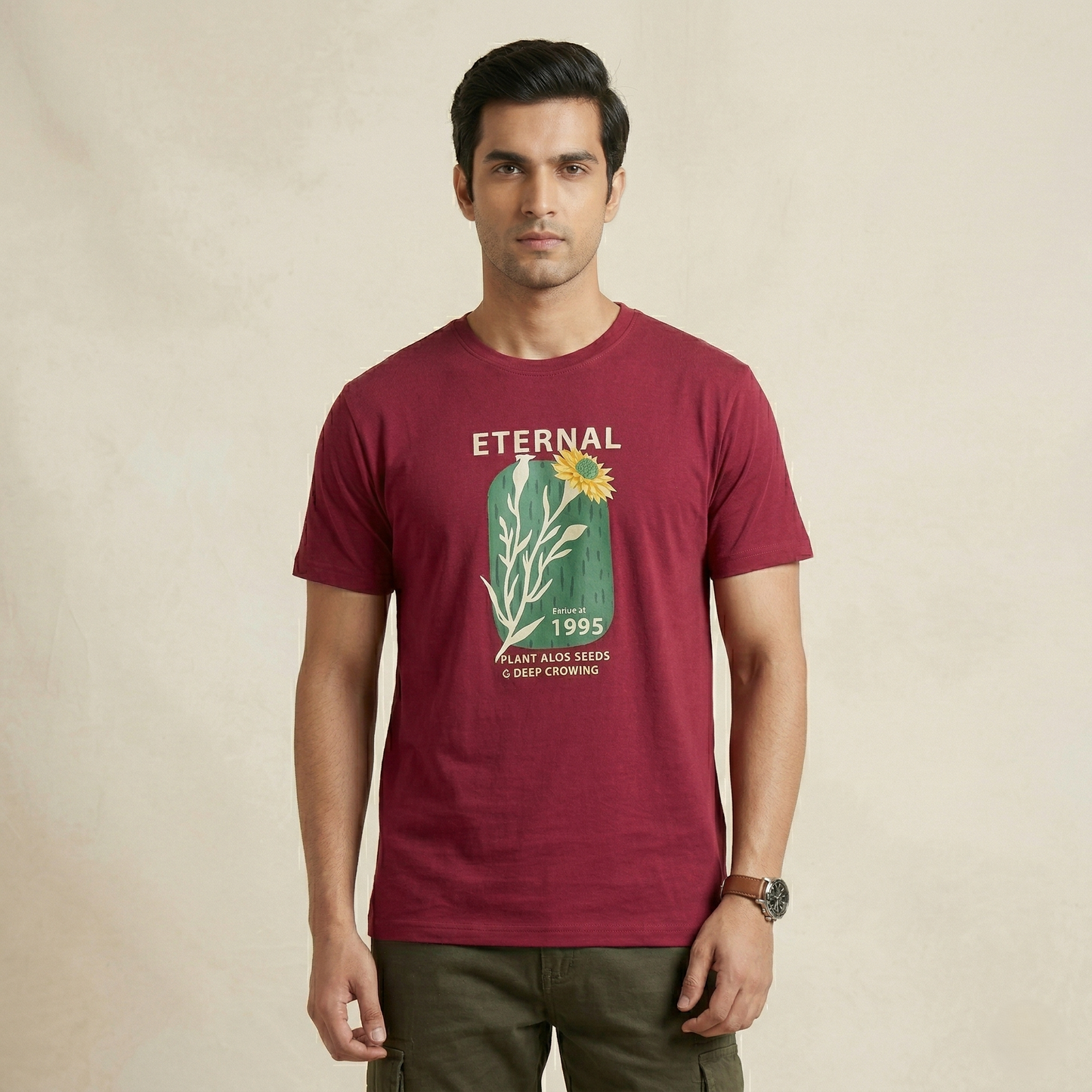 Men’s Premium Printed Cotton-Stretch T-Shirt -(TSSR G-RN)