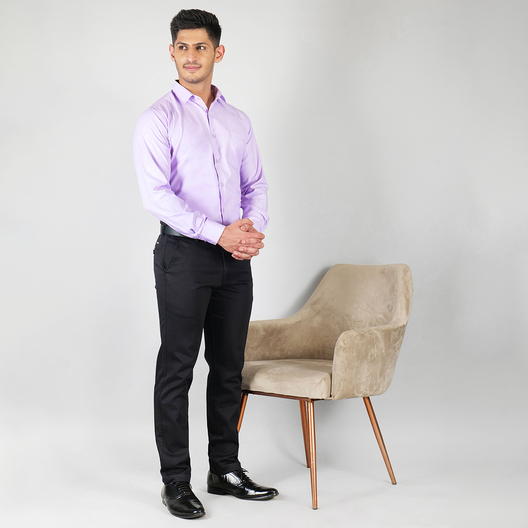 YOUNG & FORMALS by CAMBRIDGE Men's Slim Fit Solid Formal Shirt | Full Sleeves, Structure Pattern | Premium Polyester Cotton Blend | Classic Business & Office Wear (YF00009SF)